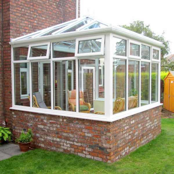 Glass Extension with half brick base