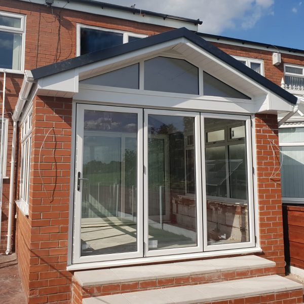gable roof conservatory with solid tiled roof