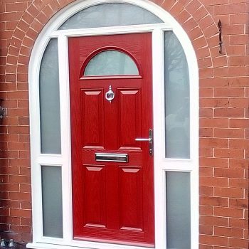 arched red composite door