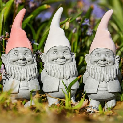 3 garden gnomes