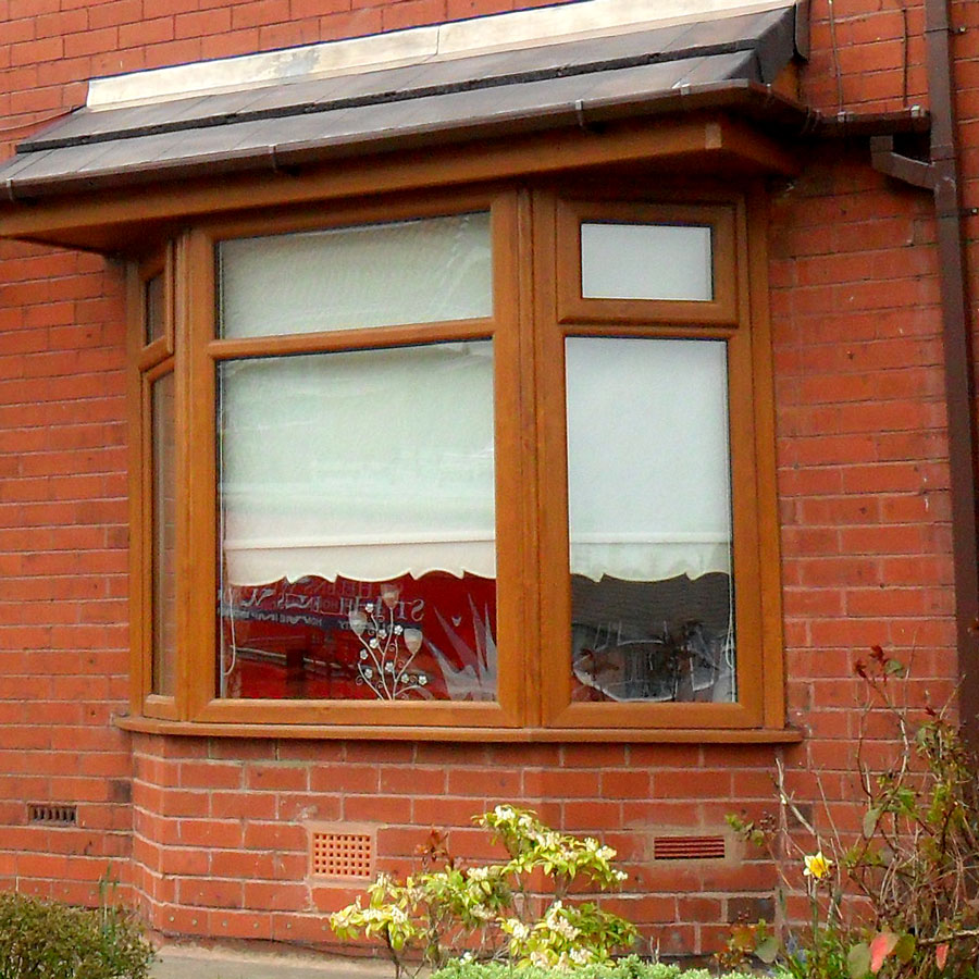 brown bay window